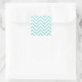Stijlvol Blauwgroen blauw Chevron-patroon Vierkante Sticker (Tas)