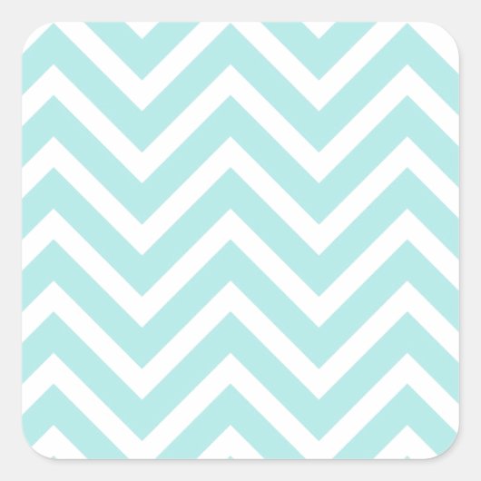 Stijlvol Blauwgroen blauw Chevron-patroon Vierkante Sticker (Voorkant)