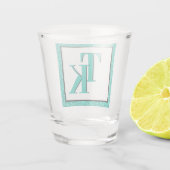 Stijlvol Blauwgroen blauw Glitter Glam Monogram In Shot Glas (Achterkant)