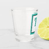 Stijlvol Blauwgroen blauw Glitter Glam Monogram In Shot Glas (Links)