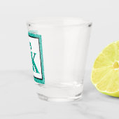 Stijlvol Blauwgroen blauw Glitter Glam Monogram In Shot Glas (Rechts)