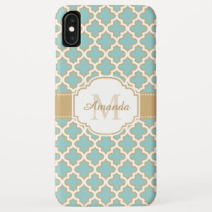 Stijlvol Blauwgroen blauw Marokkaans patroonmonogr Case-Mate iPhone Case