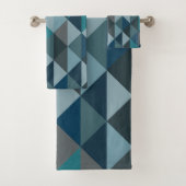 Stijlvol Blauwgroen blauw modern Geometrisch patro Bad Handdoek (Insitu)