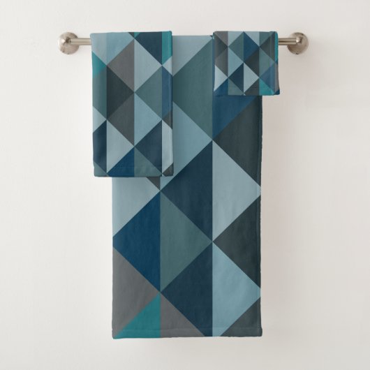 Stijlvol Blauwgroen blauw modern Geometrisch patro Bad Handdoek (Insitu)