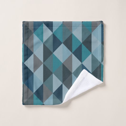 Stijlvol Blauwgroen blauw modern Geometrisch patro Bad Handdoek (Wasdoekje)