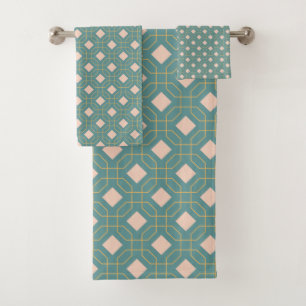 Stijlvol Blauwgroen, dubbelzinnig modern patroon Bad Handdoek