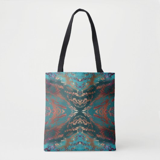 Stijlvol Blauwgroen en Brons Tote Bag (Voorkant)