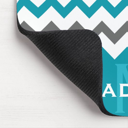 Stijlvol Blauwgroen en grijs Chevron Pattern Muismat (Hoek)