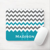 Stijlvol Blauwgroen en grijs Chevron Pattern Muismat (Met muis)