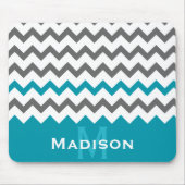 Stijlvol Blauwgroen en grijs Chevron Pattern Muismat (Voorkant)