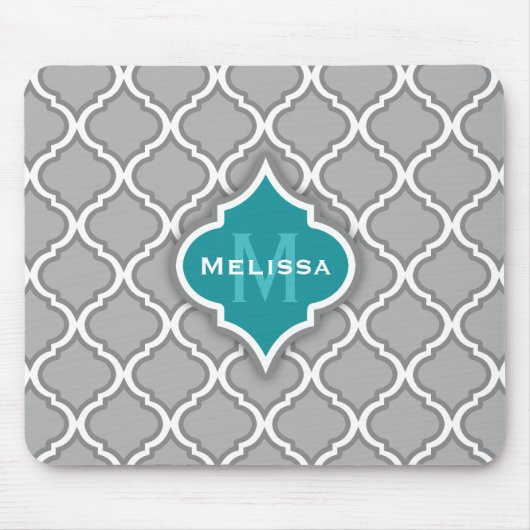 Stijlvol Blauwgroen en grijs Marokkaans Tile Patro Muismat (Voorkant)