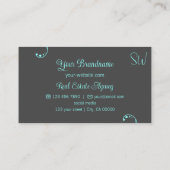 Stijlvol Blauwgroen en grijs modern  met monogram Visitekaartje (Achterkant)