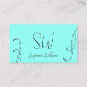 Stijlvol Blauwgroen en grijs modern  met monogram Visitekaartje (Voorkant)