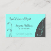 Stijlvol Blauwgroen en grijs ornamental vierkant  Visitekaartje (Voorkant)