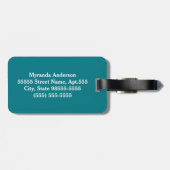 Stijlvol Blauwgroen Floral Patroon met Monogram en Bagagelabel (Achterkant horizontaal)