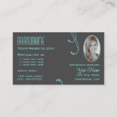 Stijlvol Blauwgroen grijs  met monogram en foto Visitekaartje (Achterkant)