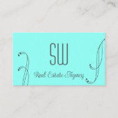 Stijlvol Blauwgroen grijs  met monogram en foto Visitekaartje (Voorkant)