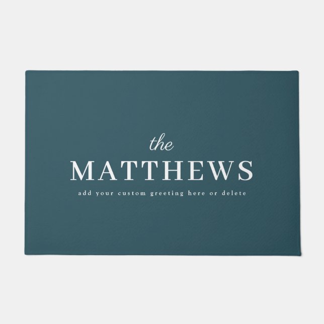 Stijlvol Blauwgroen | Modern Minimal Trendy Blue N Deurmat (Voorkant)