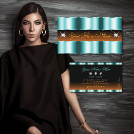 Stijlvol Blauwgroen Oranje zwart, groene juwelen Visitekaartje