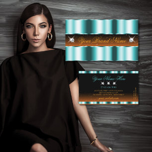 Stijlvol Blauwgroen Oranje zwart, groene juwelen Visitekaartje