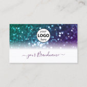 Stijlvol, Blauwgroen Paars met  opgeruimd glitter  Visitekaartje (Voorkant)