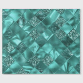 Stijlvol Blauwgroen Shimmer Glitter en Folie Diamo Cadeaupapier (Vlak)