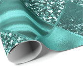 Stijlvol Blauwgroen Shimmer Glitter en Folie Diamo Cadeaupapier (Rol Hoek)