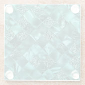 Stijlvol Blauwgroen Shimmer Glitter en Folie Diamo Glazen Onderzetter (Achterkant)