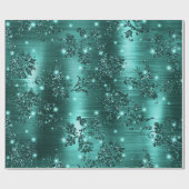 Stijlvol Blauwgroen Shimmer Glitter en Folie Flora Cadeaupapier (Vlak)