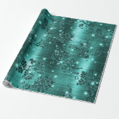 Stijlvol Blauwgroen Shimmer Glitter en Folie Flora Cadeaupapier (Uitgerold)