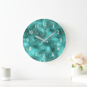 Stijlvol Blauwgroen Shimmer Glitter & Folie Marble Grote Klok (Huis)