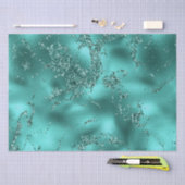 Stijlvol Blauwgroen Shimmer Glitter & Folie Marble Tissuepapier (Craft)