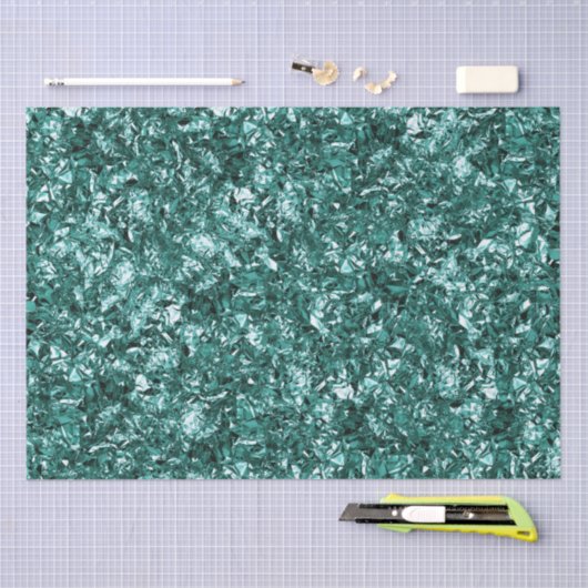 Stijlvol Blauwgroen Shimmer Glitter Glam Pattern Tissuepapier (Craft)