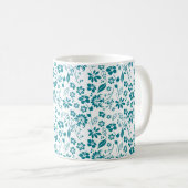 Stijlvol Blauwgroen Turquoise Blue Floral Pattern Koffiemok (Voorkant rechts)