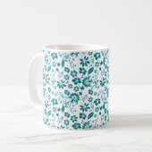 Stijlvol Blauwgroen Turquoise Blue Floral Pattern Koffiemok (Voorkant links)