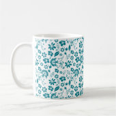 Stijlvol Blauwgroen Turquoise Blue Floral Pattern Koffiemok (Links)