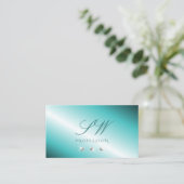 Stijlvol Blauwgroen zilveren Initialen voor mousse Visitekaartje (Staand voorkant)