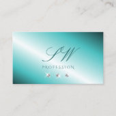 Stijlvol Blauwgroen zilveren Initialen voor mousse Visitekaartje (Voorkant)