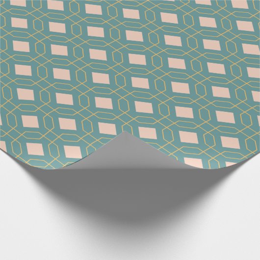 Stijlvol Blauwgroen zwart, middelbaar modern patro Cadeaupapier (Hoek)