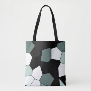 Stijlvol Blauwgroen zwart wit patroon Tote Bag