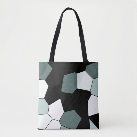 Stijlvol Blauwgroen zwart wit patroon Tote Bag (Voorkant)