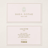 Stijlvol Bleek Roze Professioneel Matig Monogram Visitekaartje (Voorkant /achterkant)