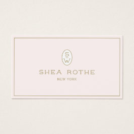 Stijlvol Bleek Roze Professioneel Matig Monogram Visitekaartje