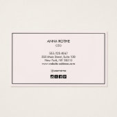 Stijlvol Bleek Roze Professioneel Matig Monogram Visitekaartje (Achterkant)