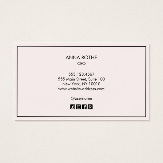 Stijlvol Bleek Roze Professioneel Matig Monogram Visitekaartje (Achterkant)