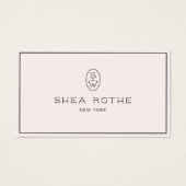 Stijlvol Bleek Roze Professioneel Matig Monogram Visitekaartje (Voorkant)