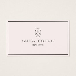Stijlvol Bleek Roze Professioneel Matig Monogram Visitekaartje