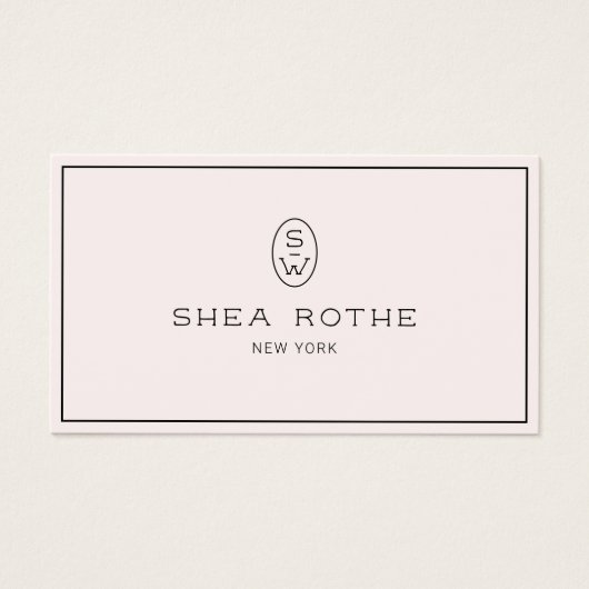 Stijlvol Bleek Roze Professioneel Matig Monogram Visitekaartje (Voorkant)