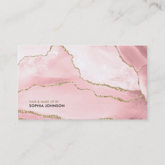 Stijlvol bleekroze goud glitter Agate Visitekaartje (Achterkant)