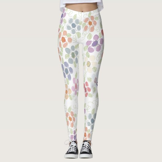 Stijlvol bloemig ontwerp leggings (Voorkant)